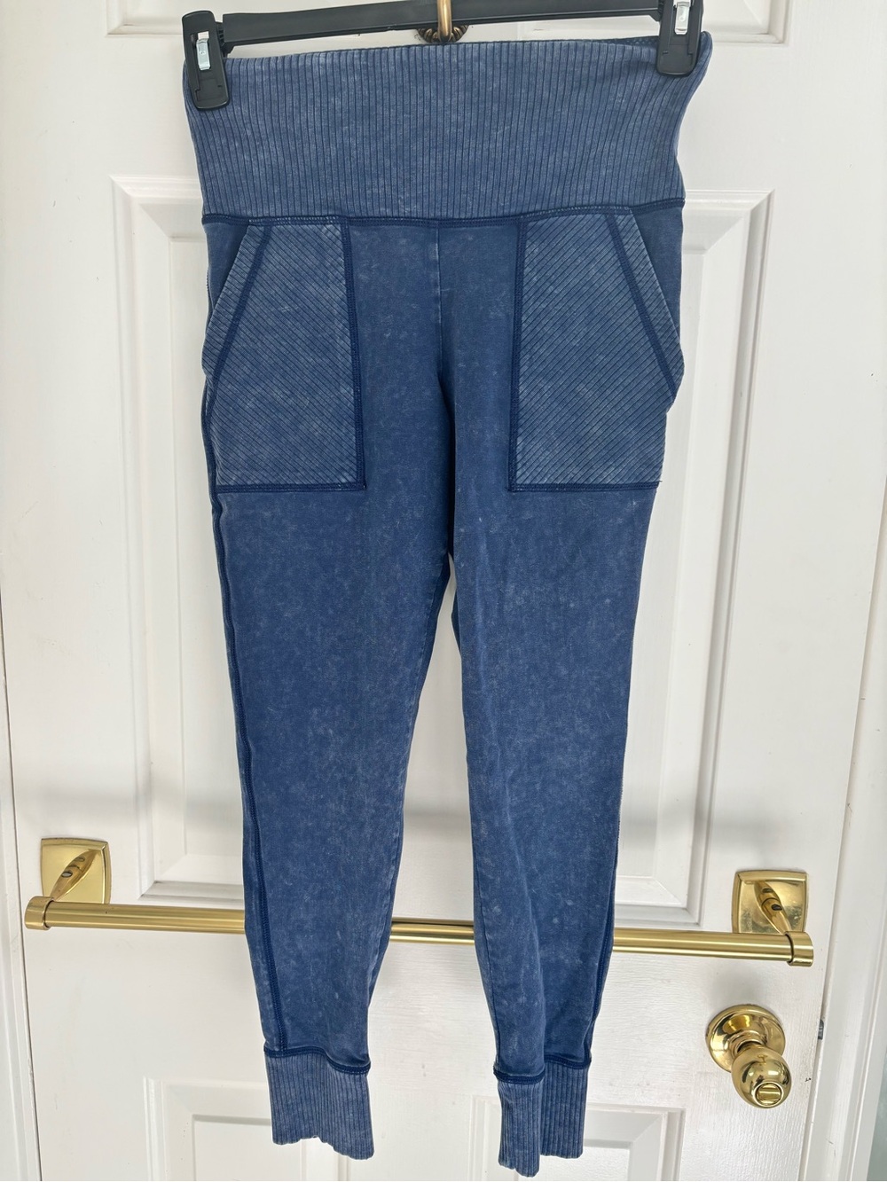 Aerie High-Waist Ribbed Pocket Joggers - Blue Size Medium